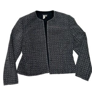 VINTAGE Lillie Rubin‎ Size 12 Black Silver Beaded Long Sleeve Jacket Blazer VTG